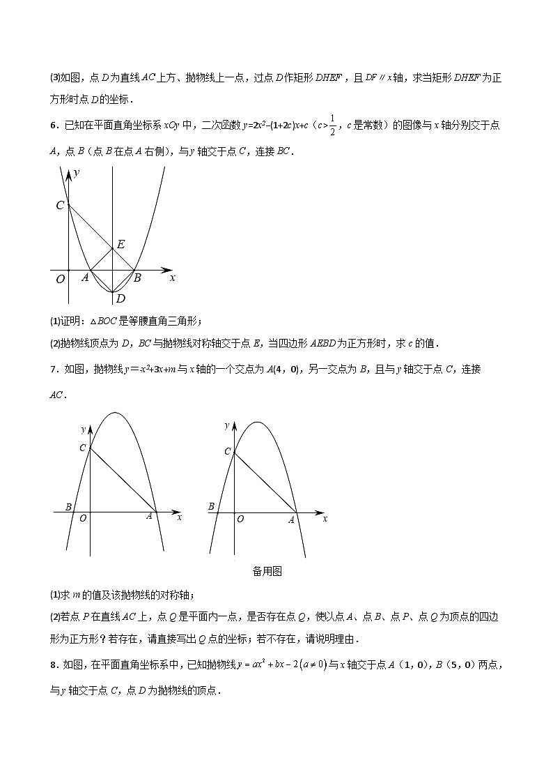 专题16 二次函数中的正方形-【微专题】2022-2023学年九年级数学上册常考点微专题提分精练（人教版）03