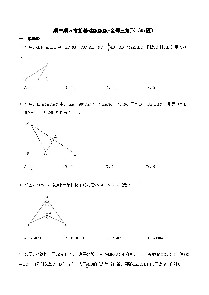 期中期末考前基础练练练-全等三角形（45题）-【重要笔记】2022-2023学年八年级数学上册重要考点精讲精练(人教版)01