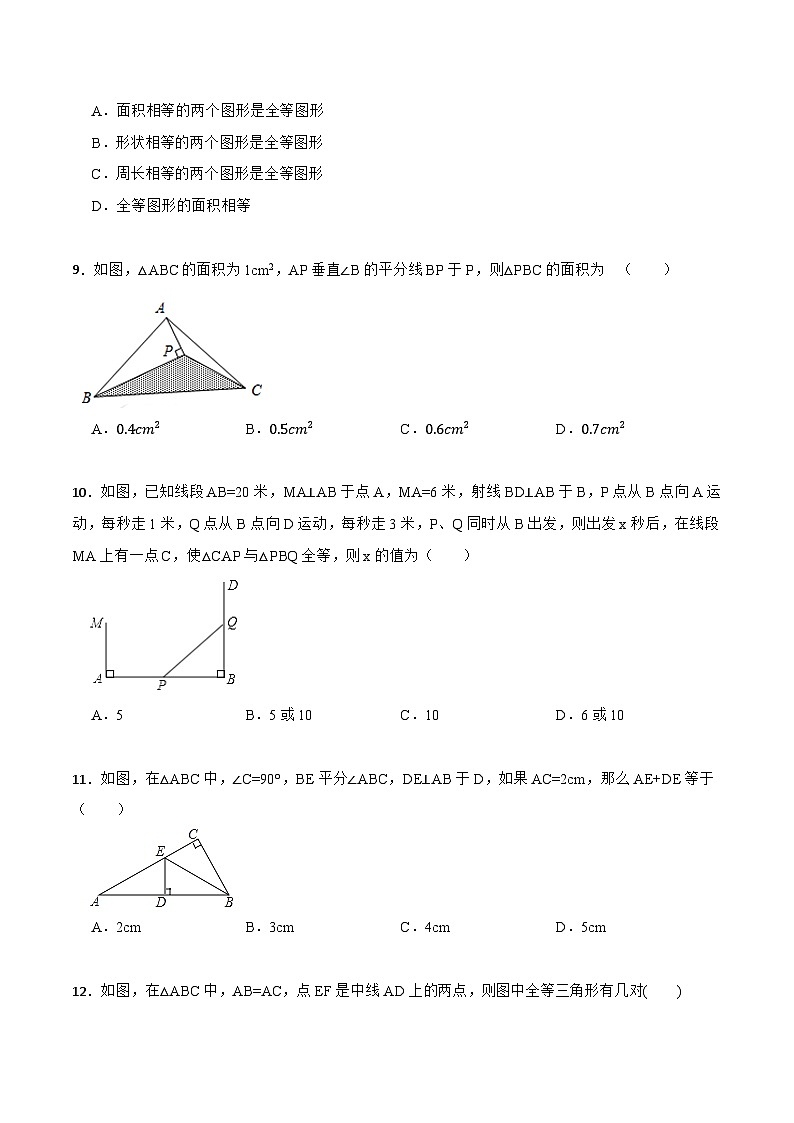 期中期末考前基础练练练-全等三角形（45题）-【重要笔记】2022-2023学年八年级数学上册重要考点精讲精练(人教版)03