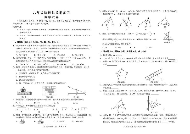 2024年吉林省长春市长春高新技术产业开发区中考一模数学试题01