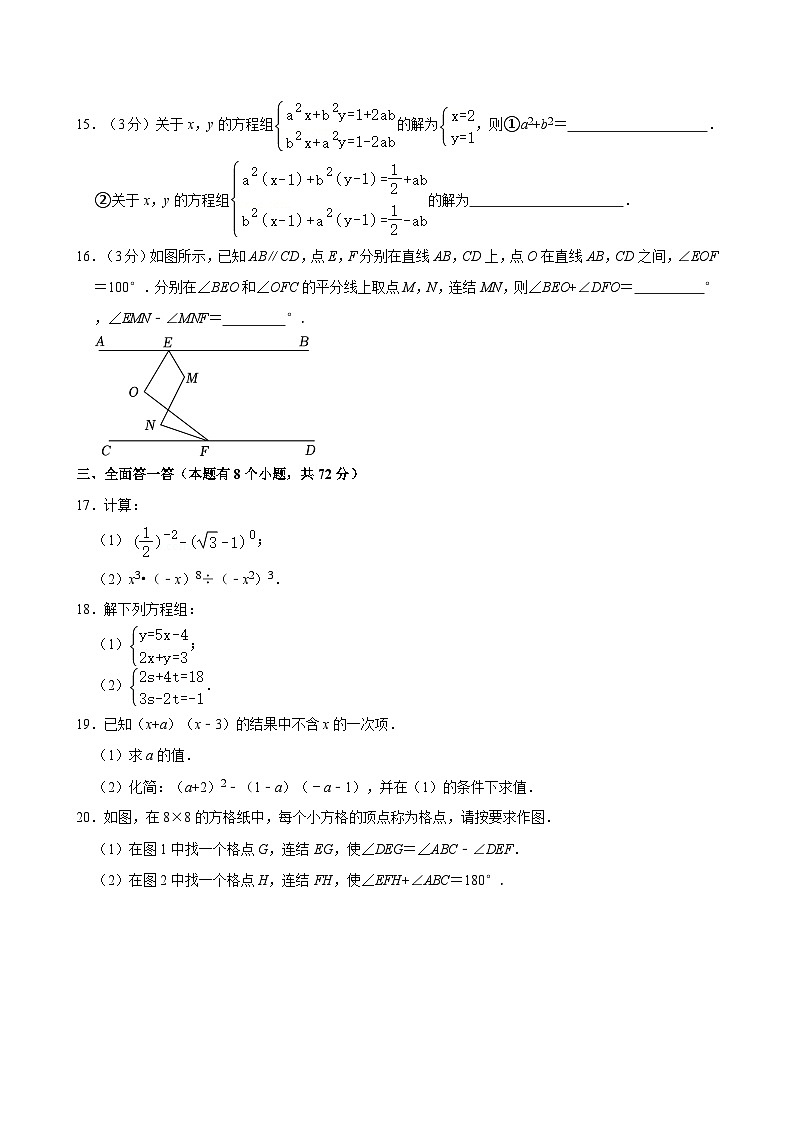 浙江省杭州市十三中教育集团（总校）2023-2024学年七年级下学期期中考试数学试卷03