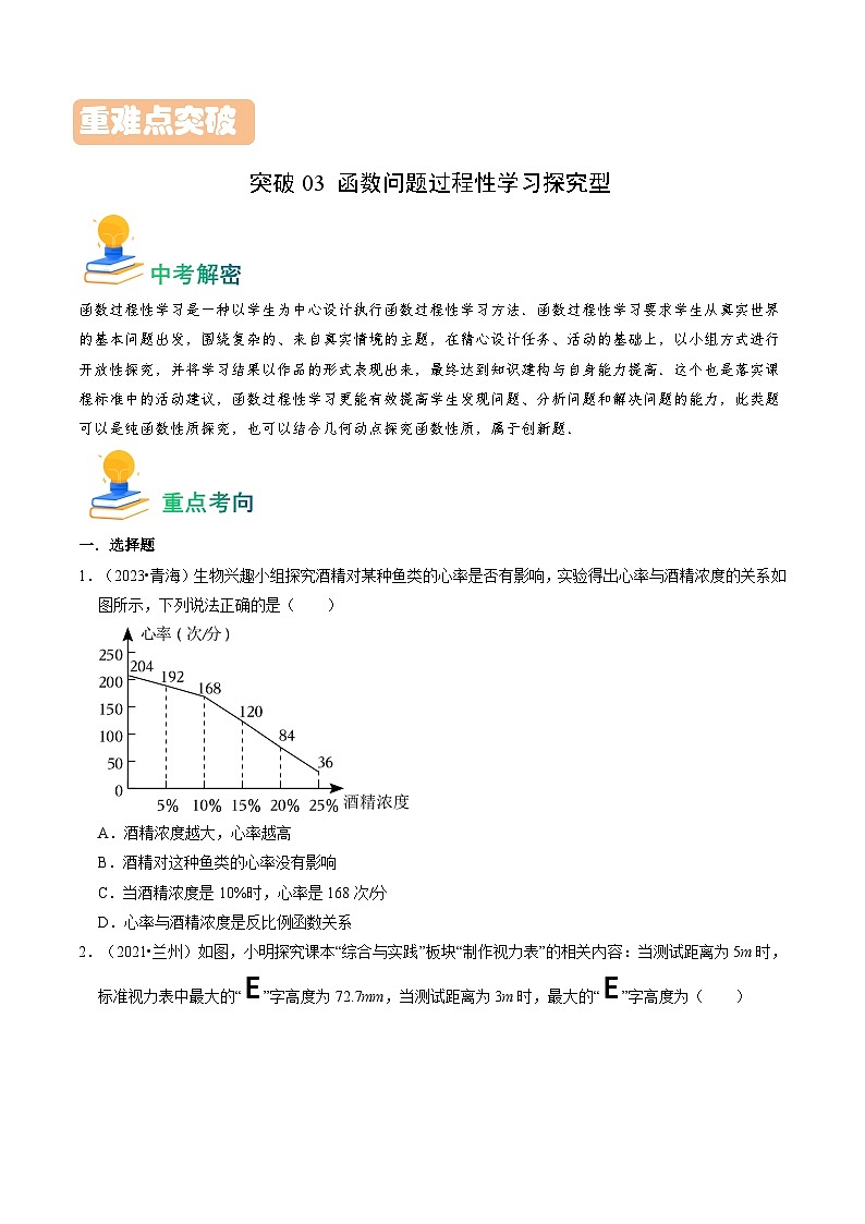 突破03 函数问题过程性学习探究型-备战2024年中考数学真题题源解密（全国通用）01