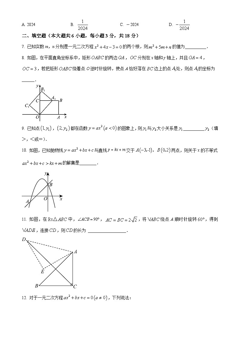 江西省宜春市丰城市江西省丰城中学2023-2024学年九年级下学期期中数学试题（原卷版）第2页