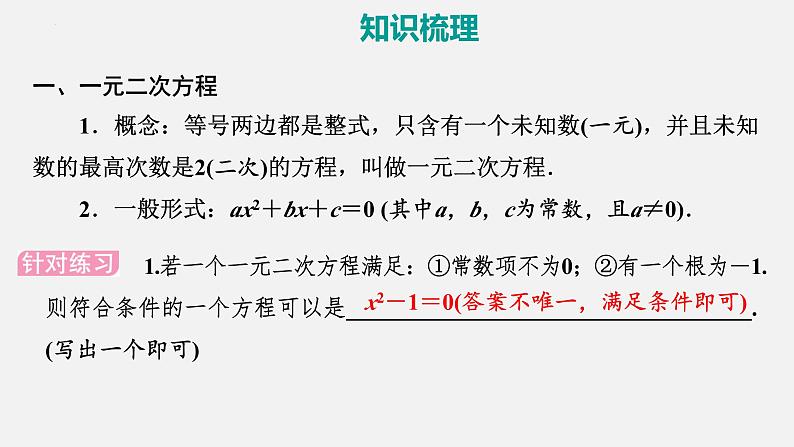 中考数学一轮复习课件 课时7　一元二次方程的解法及应用第2页