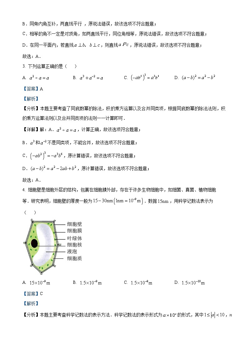 山西省运城市2023-2024学年七年级下学期期中数学试题（解析版）第2页