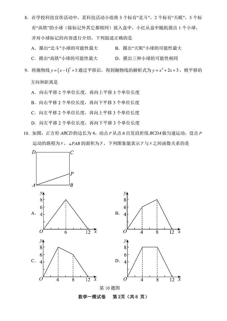 +2024年河南省南阳市油田中考一模数学试题02