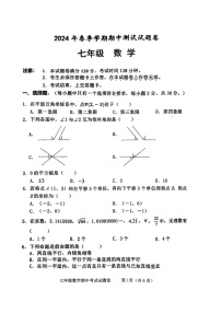 +广西壮族自治区河池市宜州区2023-2024学年七年级下学期期中考试数学试卷