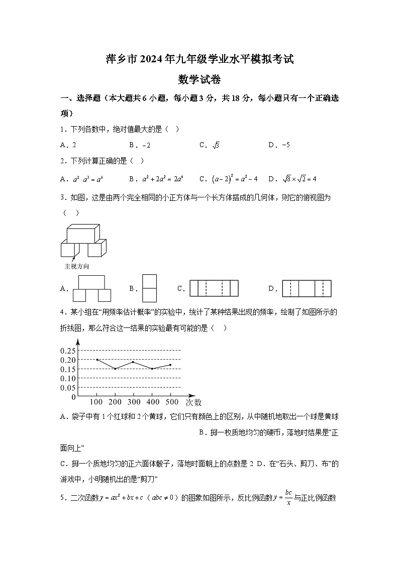 2024年江西省萍乡市中考一模数学试题（含解析）01