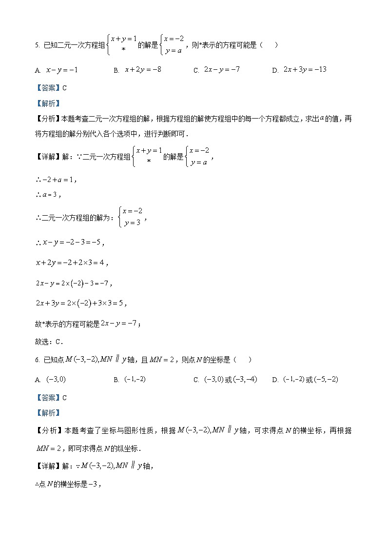 福建省厦门市外国语学校2023-2024学年七年级下学期期中数学试题（原卷版+解析版）03