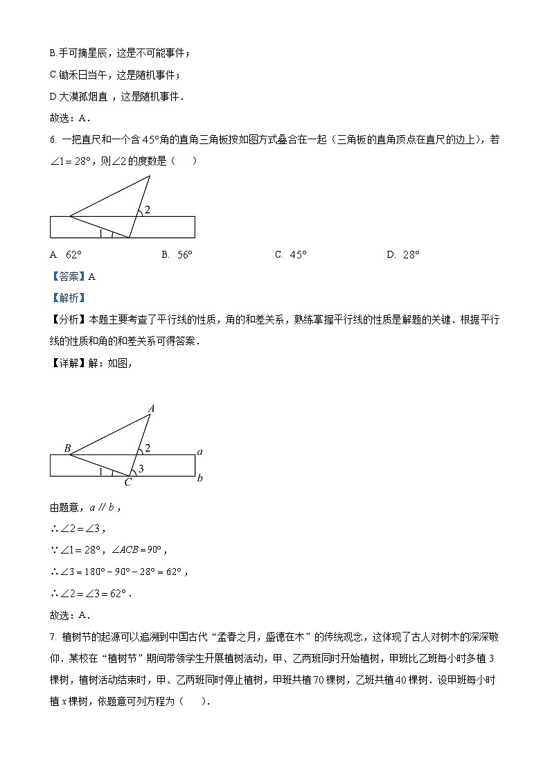 湖北省咸宁市温泉中学教联体2023-2024学年九年级下学期月考数学试题（原卷版+解析版）03