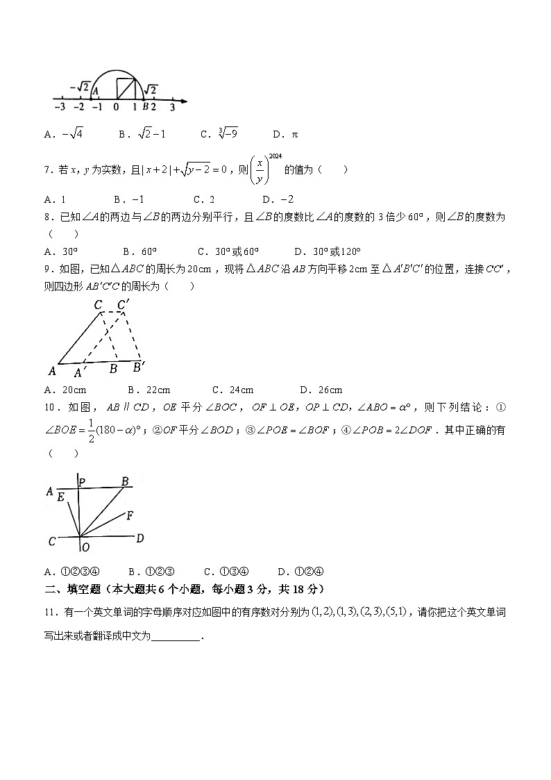 河南省漯河市临颍县2023-2024学年七年级下学期期中数学试题02