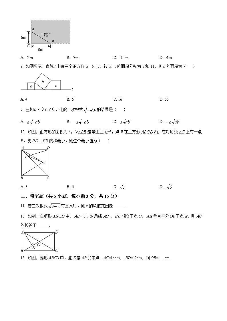 广东省惠州市惠阳高级中学初中部2023-2024学年八年级下学期期中数学试题（原卷版）第2页