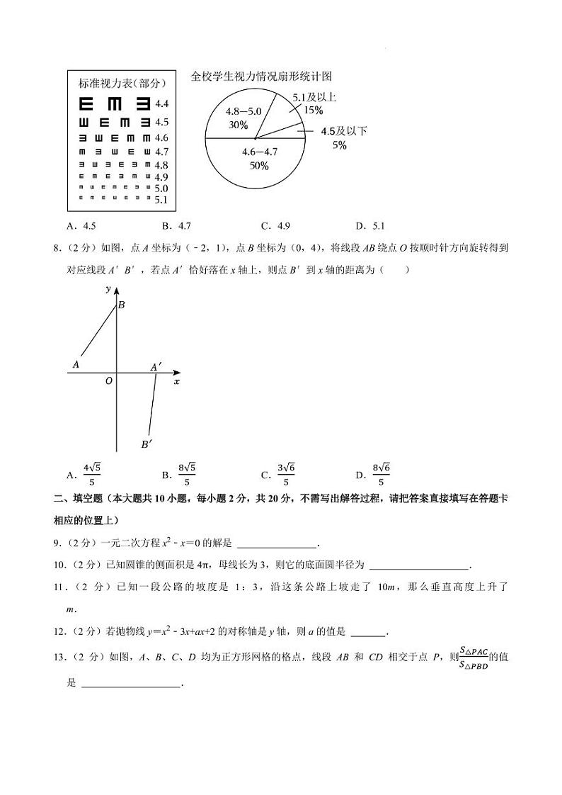2024年江苏省常州市中考数学调研试卷第2页