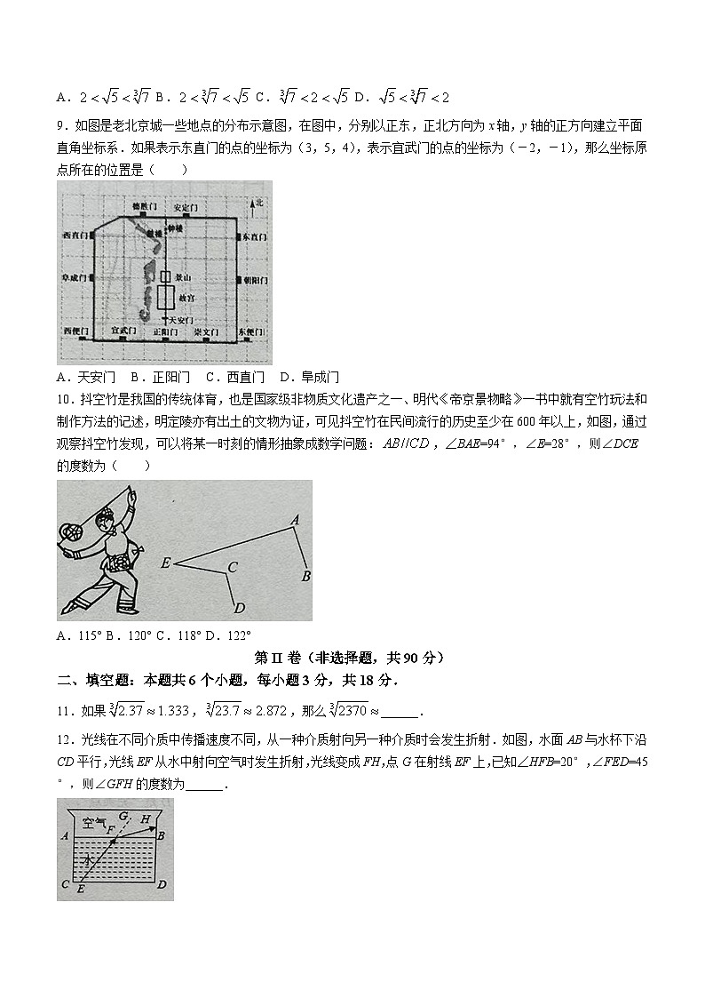 山东省临沂市兰陵县2023-2024学年七年级下学期4月期中数学试题(无答案)第2页