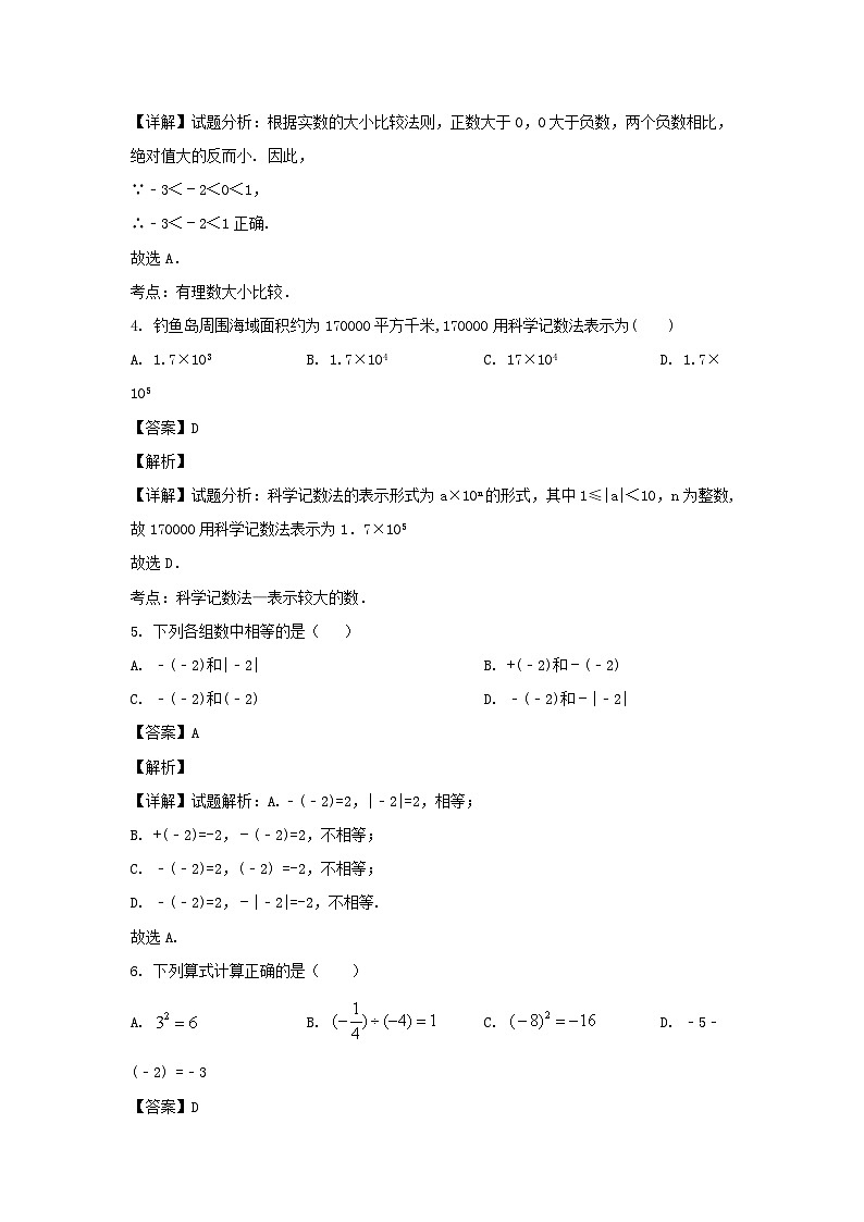 2019-2020学年广东深圳龙华区七年级上册数学期中试卷及答案02