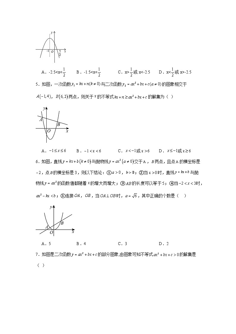 二次函数与不等式-中考数学二轮知识梳理+专项练习（全国通用）第2页