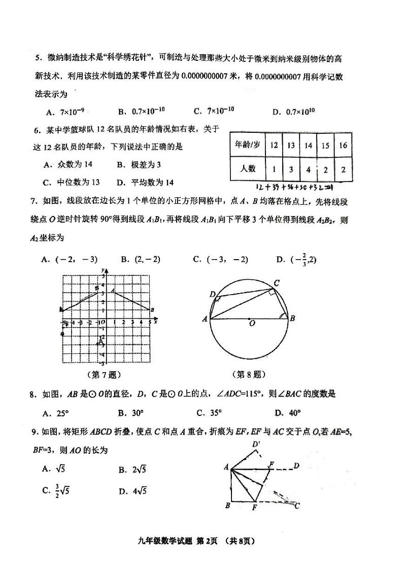 山东省青岛市胶州市李哥庄中学2023-2024学年九年级下学期第一次月考数学试题02