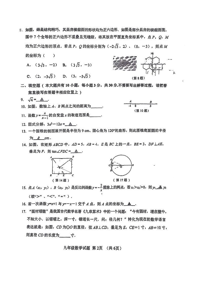 2024年江苏省徐州市树人初级中学 九年级中考数学二模试卷02