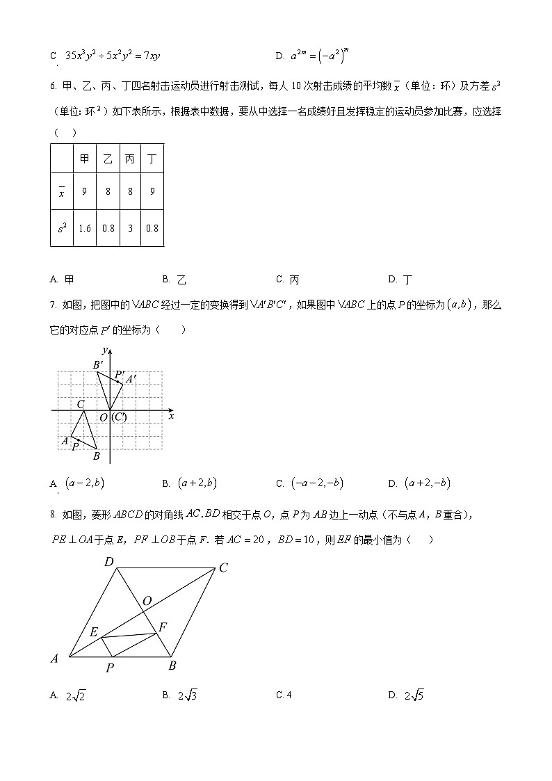 2024年山东省青岛市第二十六中学中考二模数学试题（原卷版）第2页