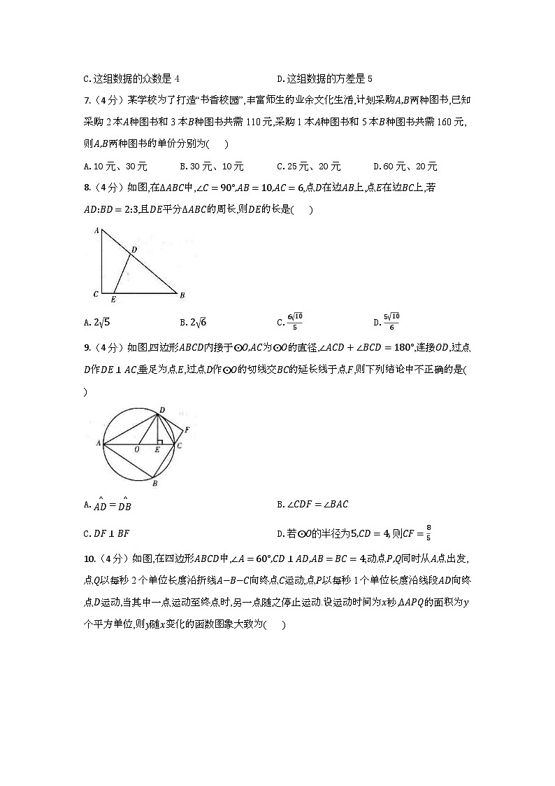 2024年春安徽省九年级中考数学一模试题（含答案）第2页