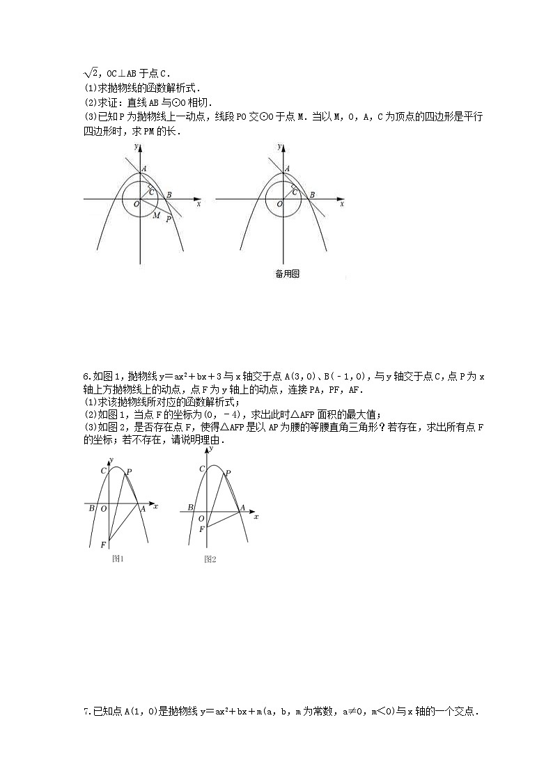 2024年中考数学二轮复习 二次函数压轴题 专项提升练习六（含答案）第3页