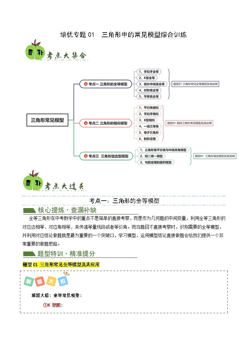 培优专题01 三角形中的常见模型综合训练（原卷版）第1页