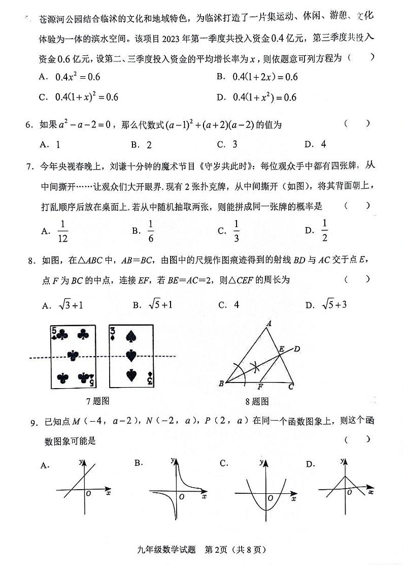 2024年山东省临沂市临沭县九年级中考一模数学试题02