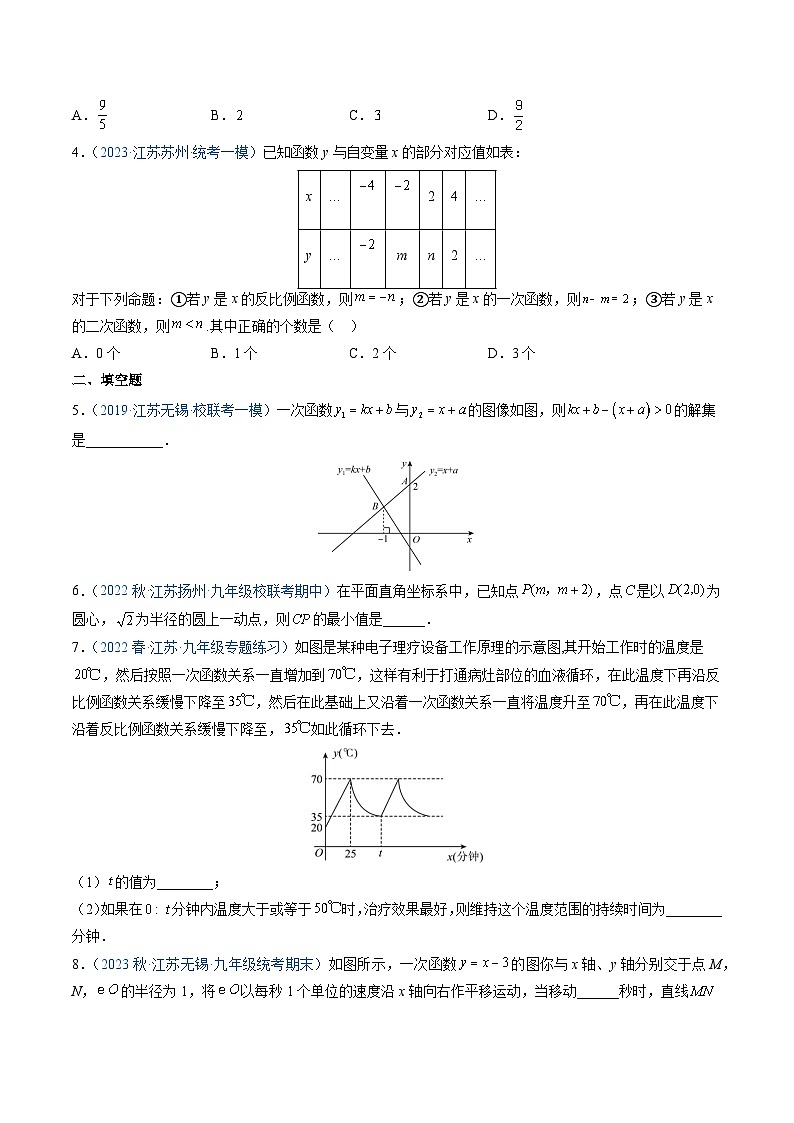 专题05 一次函数的应用及综合问题-【中考冲刺】最新中考数学二轮复习名校模拟题重要考点分类汇编（江苏专用）02