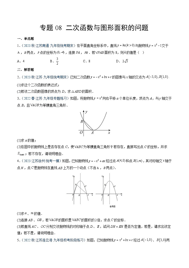 专题08 二次函数与图形面积的问题（原卷版）第1页