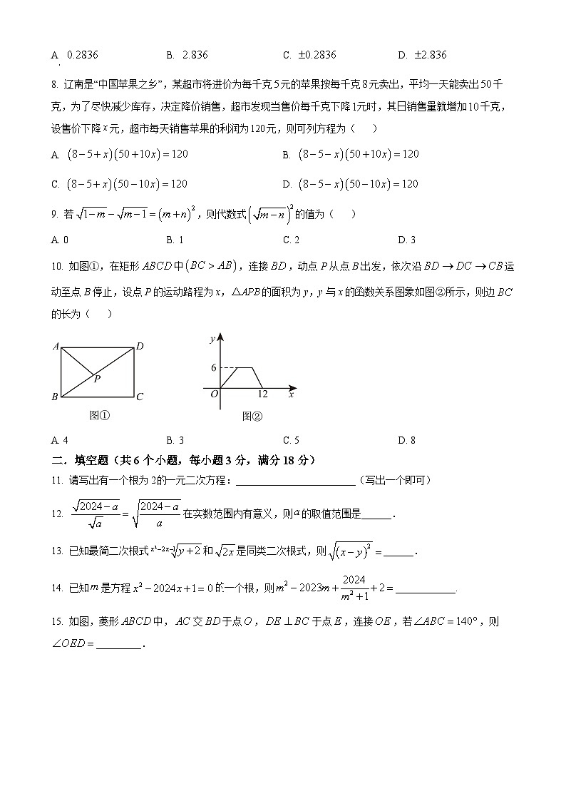 山东省烟台市福山区福山区尚德中学2023-2024学年九年级下学期期中数学试题（原卷版+解析版）02