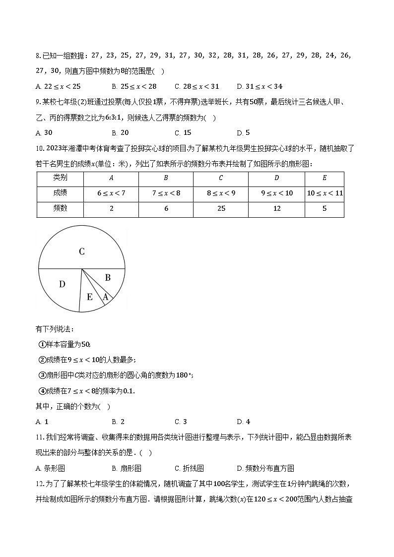 浙教版初中数学七年级下册第六单元《数据与统计图表 》单元测试卷（标准难度）（含详细答案解析）第3页