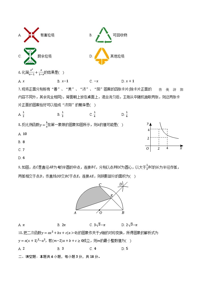 2023-2024学年山东省临沂六中九年级（下）第一次月考数学试卷（含解析）02