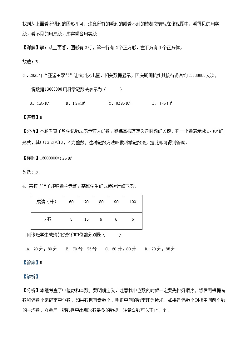 2024年浙江省中考数学适应性三模冲刺练习试卷（原卷+解析）02