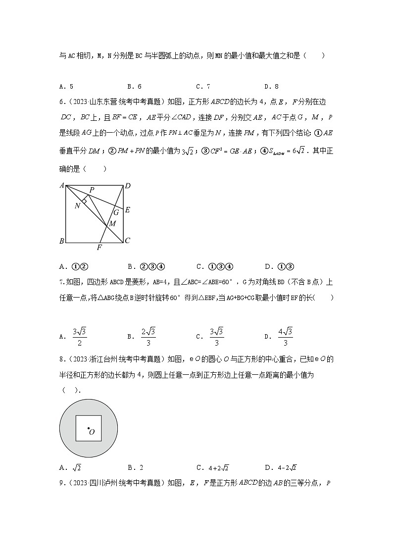 【二轮复习】中考数学 题型6 几何最值（专题训练）（学生版）第2页