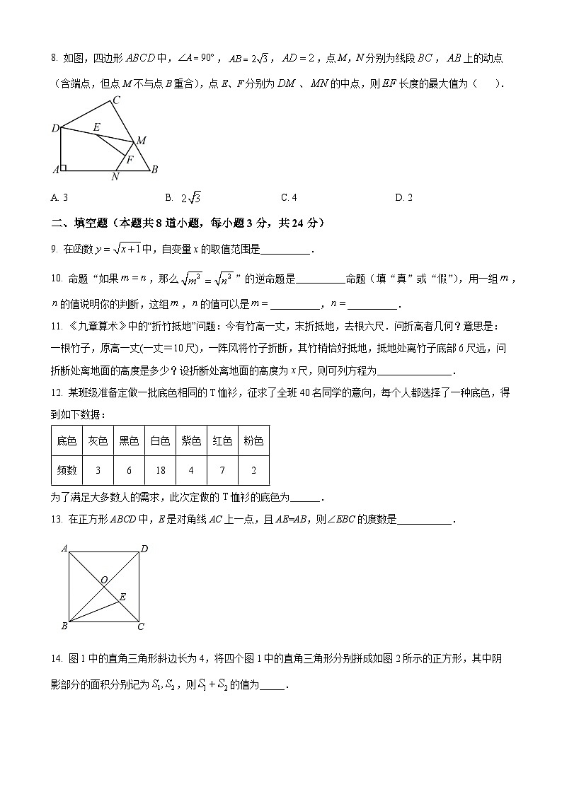 北京市清华大学附属中学官庄学校2023-2024学年八年级下学期期中数学试题（原卷版）第2页