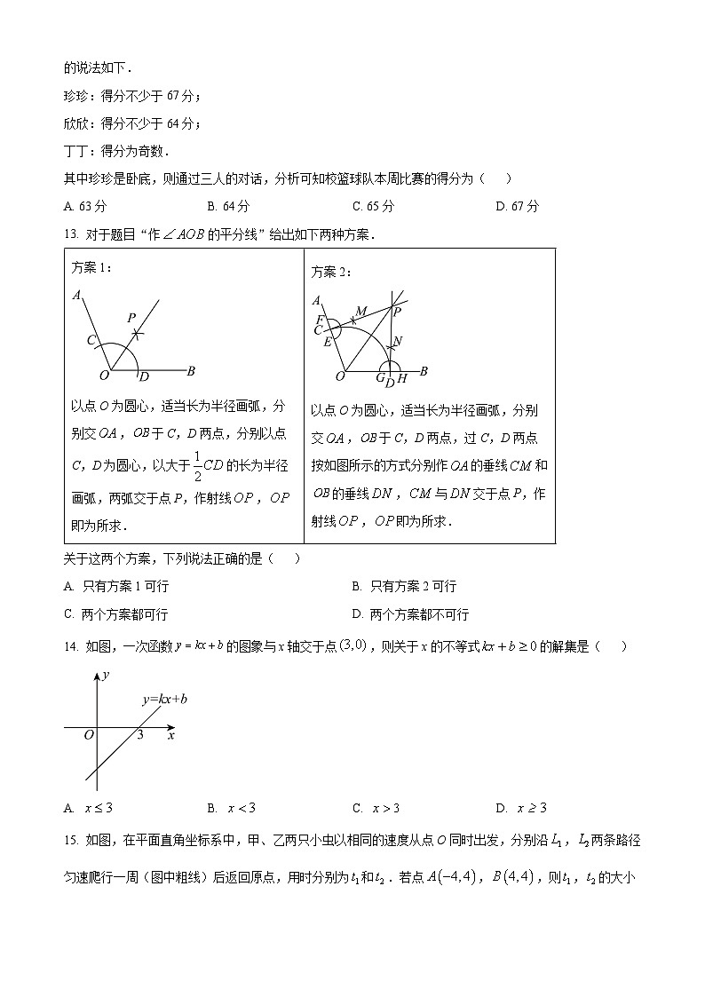 河北省保定市高碑店市2023-2024学年八年级下学期期中数学试题（原卷版+解析版）03