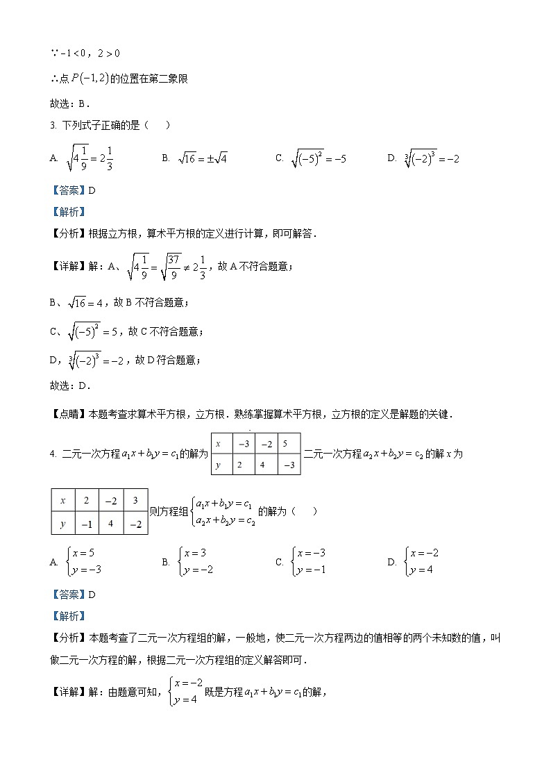 福建省福州第一中学2023-2024学年七年级下学期期中数学试题第2页