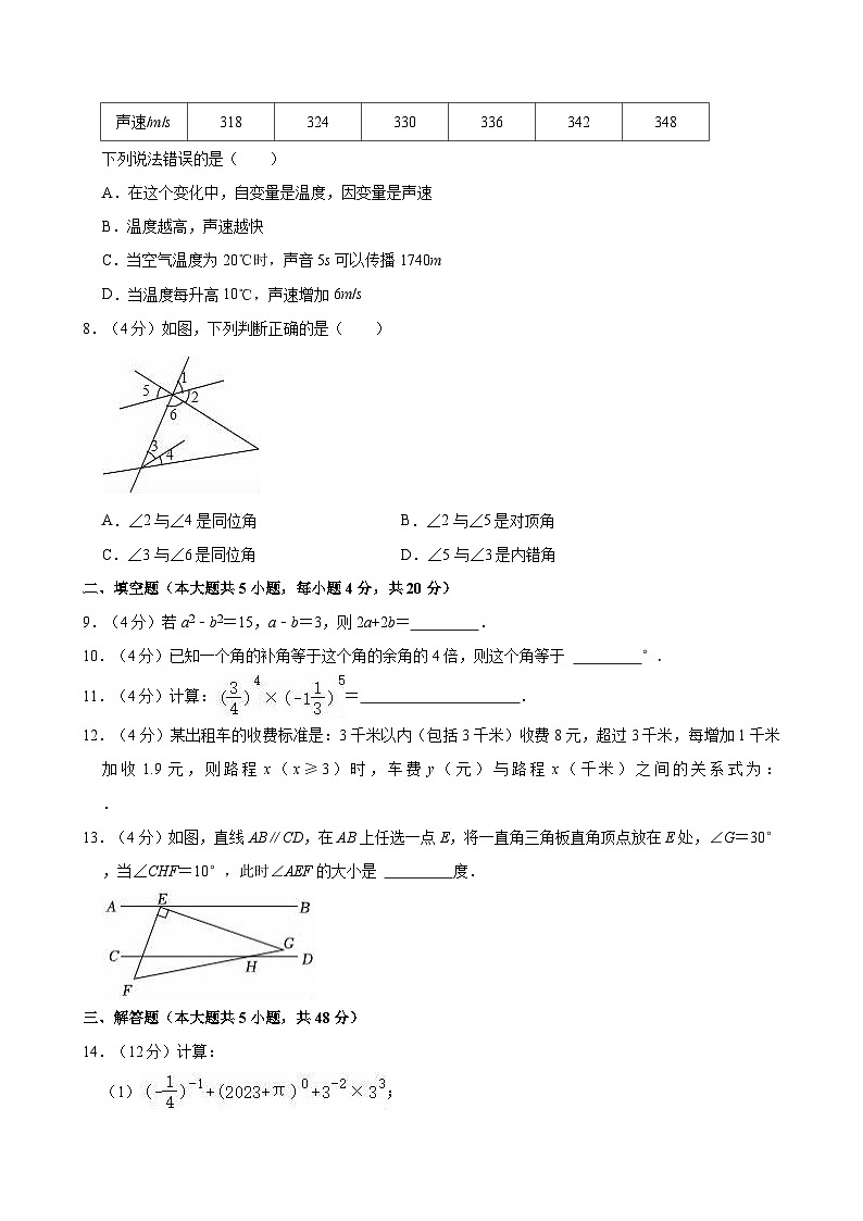 四川省成都市天府新区多校联合2023—-2024学年下学期七年级期中数学试卷02