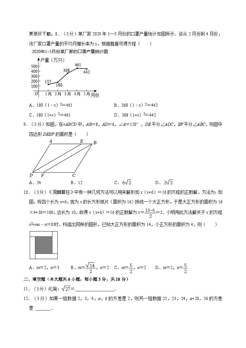 浙江省杭州市保俶塔实验学校教育集团2023-2024学年八年级下学期期中考试数学试卷02