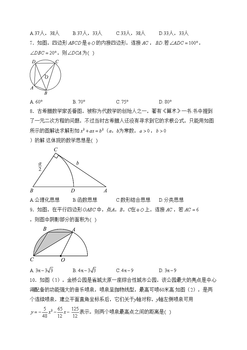山西省晋城市2024年中考二模数学试卷(含答案)第2页