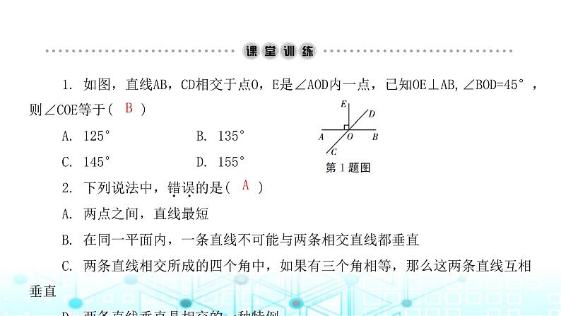 北师大版七年级数学下册第二章相交线与平行线1两条直线的位置关系第二课时课件03