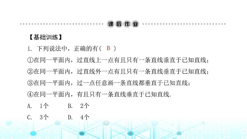 北师大版七年级数学下册第二章相交线与平行线1两条直线的位置关系第二课时课件06