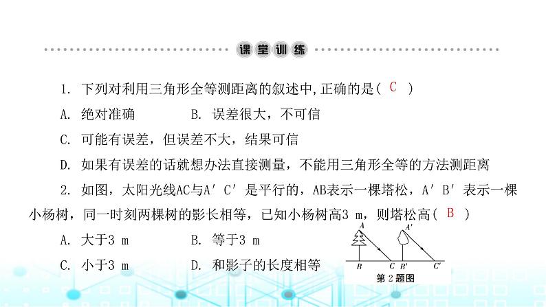 北师大版七年级数学下册第四章三角形5利用三角形全等测距离课件03