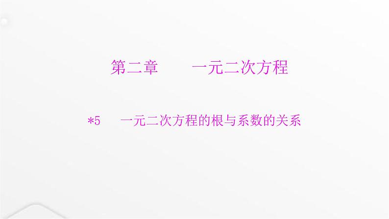 北师大版九年级数学上册第二章一元二次方程一元二次方程的根与系数的关系课件第1页