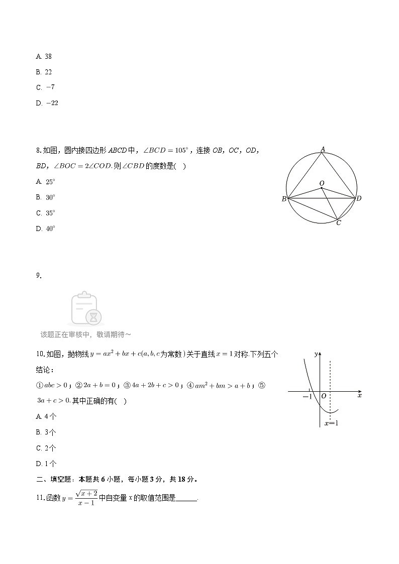 2024年山东省枣庄市初中学业水平考试数学模拟试卷（二）02