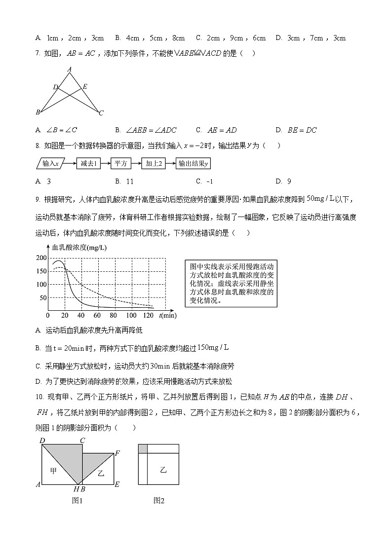 陕西省西安市陕西师范大学附属中学渭北中学2023-2024学年七年级下学期期中数学试题（原卷版+解析版）02