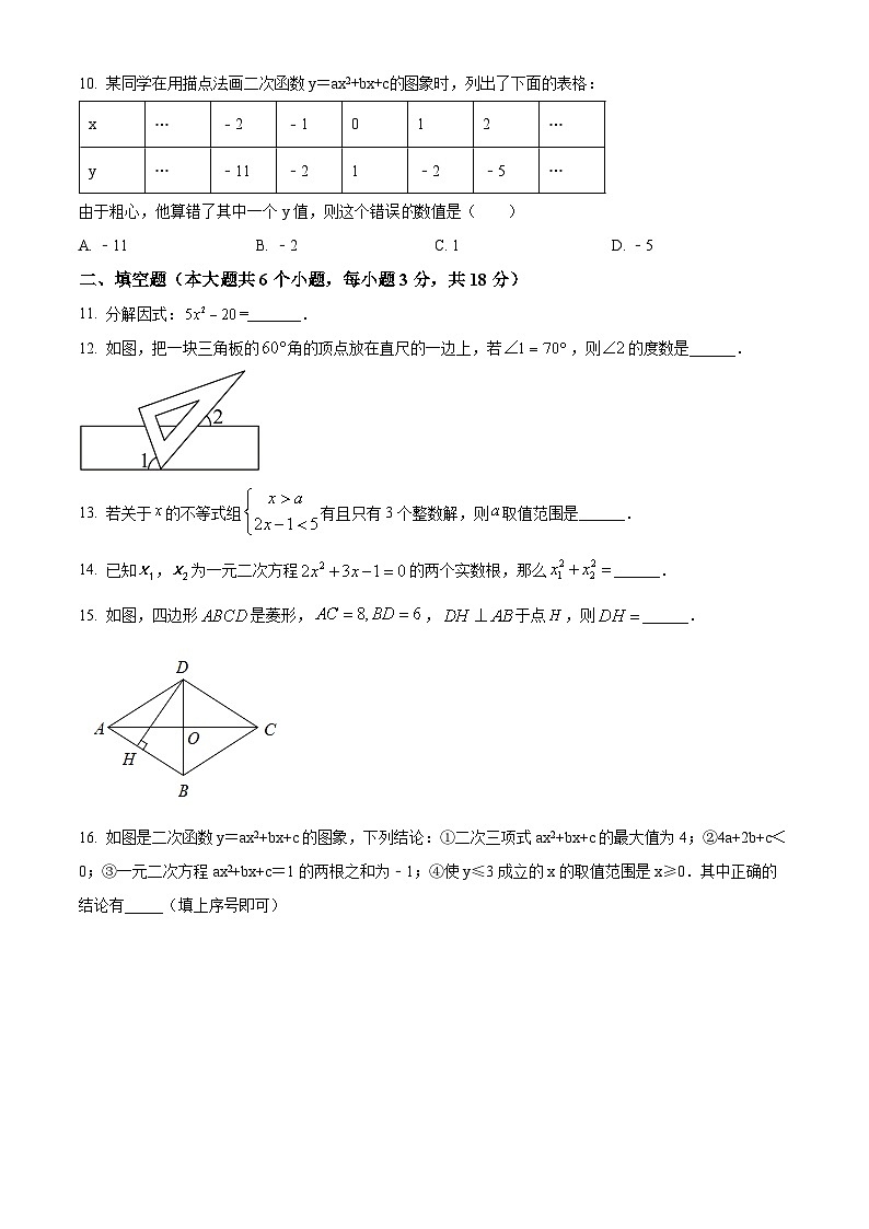 2024年湖南省邵阳市邵东市邵东县两市镇向阳中学中考三模数学试题（原卷版）第3页