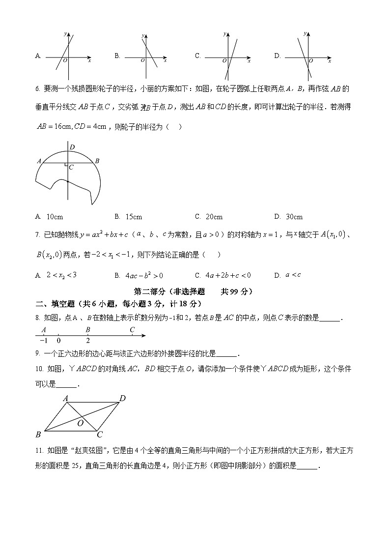 2024年陕西省西安市周至县中考三模数学试题（原卷版）第2页