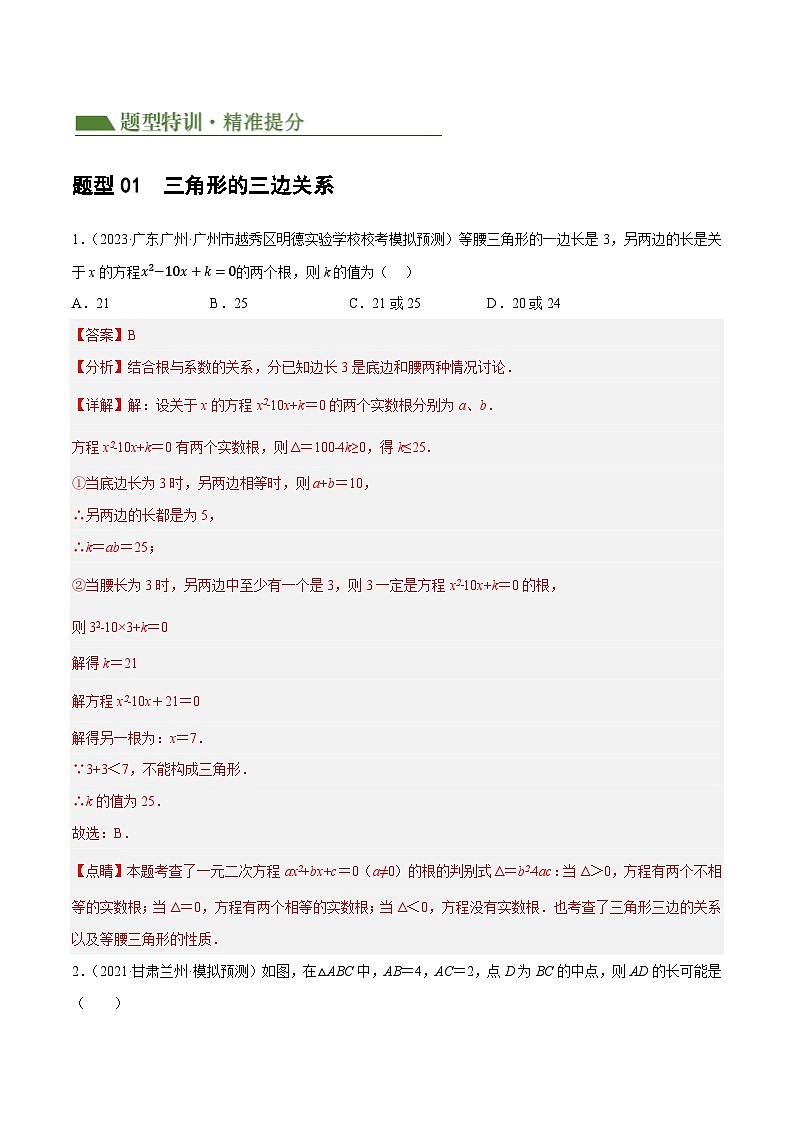 专题04 三角形的性质与判定（14题型+限时检测）-2024年中考数学二轮复习讲义（全国通用）03