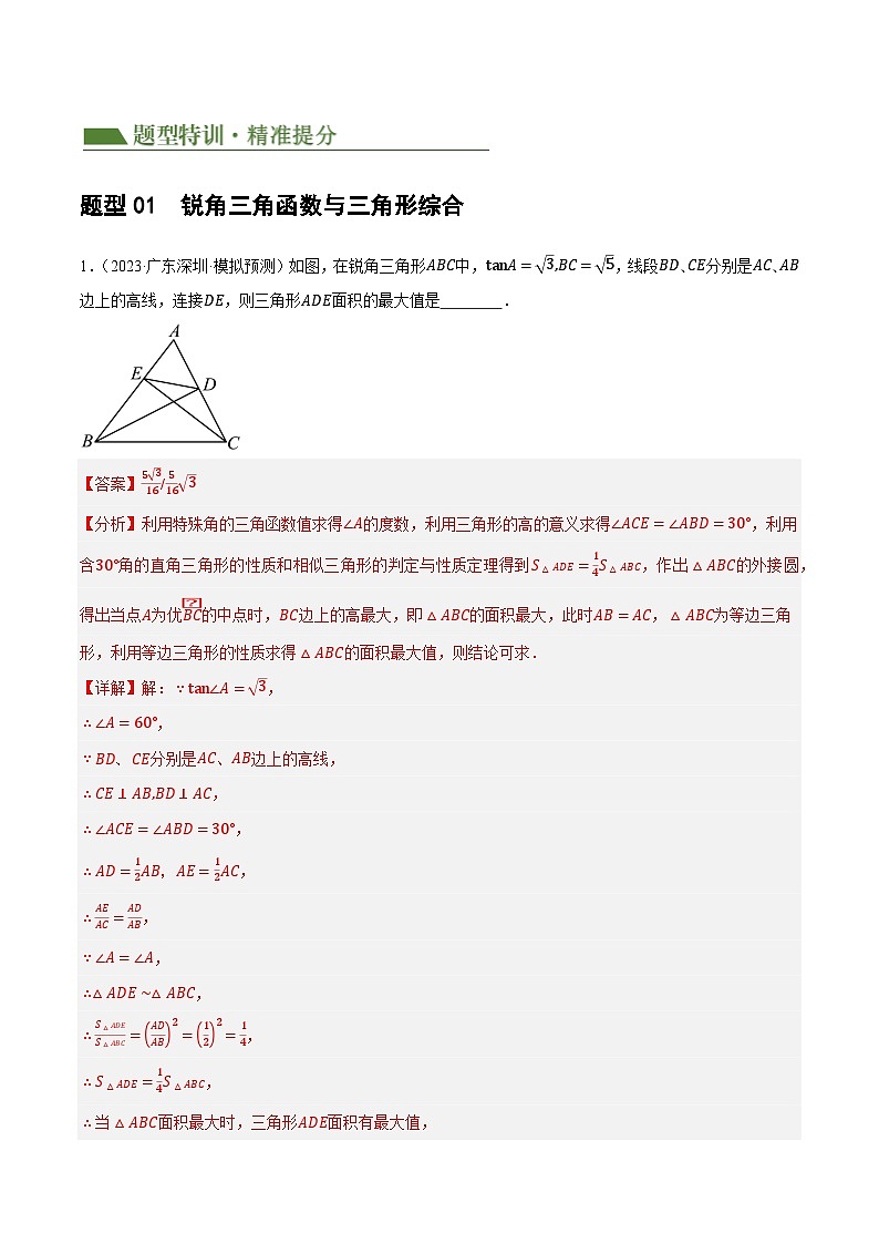专题08 锐角三角形及其应用（12题型+限时检测）-2024年中考数学二轮复习讲义（全国通用）03